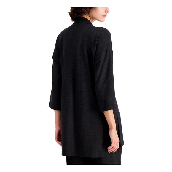 EILEEN FISHER Womens Pocketed Open Front Bell Sleeve Jacket - Picture 2 of 2